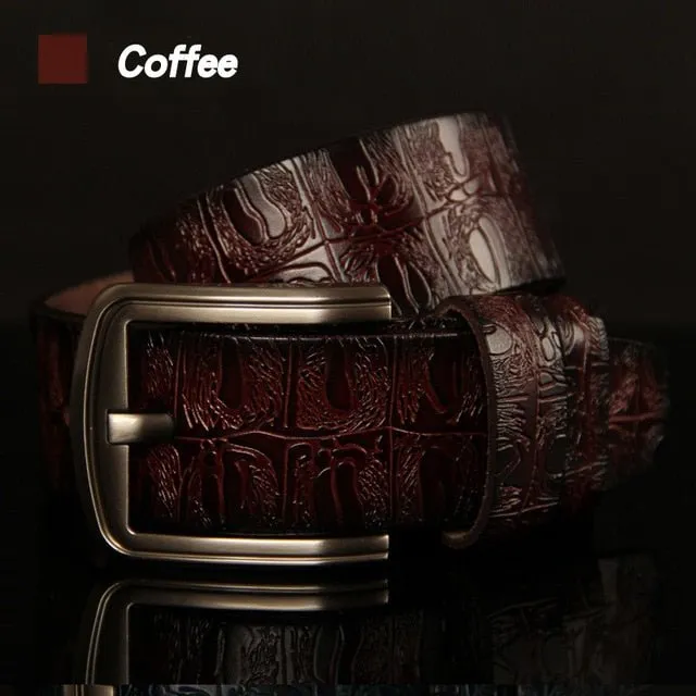 Exotic Texture Pin Buckle Leather Strap Belt