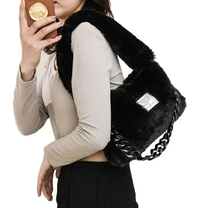 Faux fur Plush Chain Shoulder Handbag