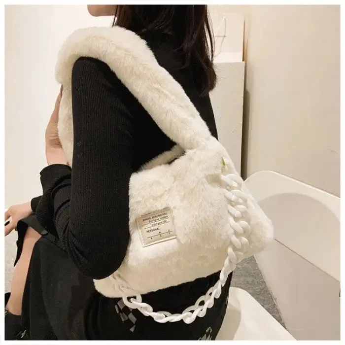 Faux fur Plush Chain Shoulder Handbag