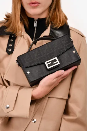 Fendi 2024 Black Leather Baguette Soft Trunk Crossbody