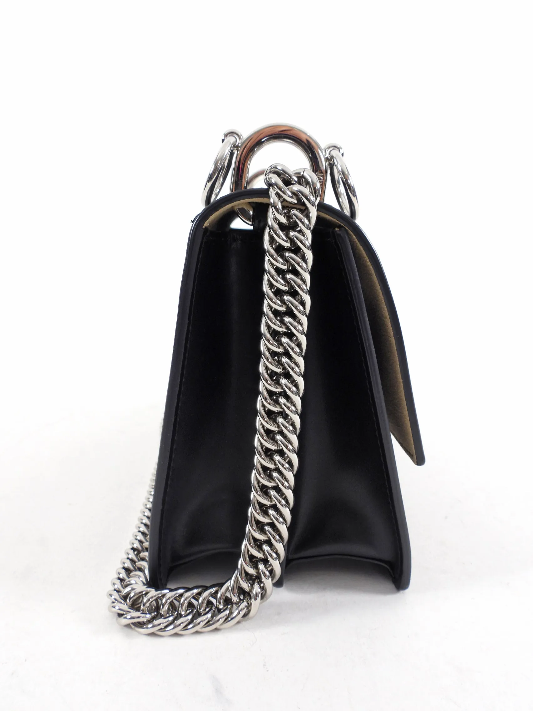 Fendi Black Leather Kan 1 Small Crossbody Chain Bag