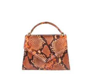 flo&sue Python-embossed Leather Top Handle Bag