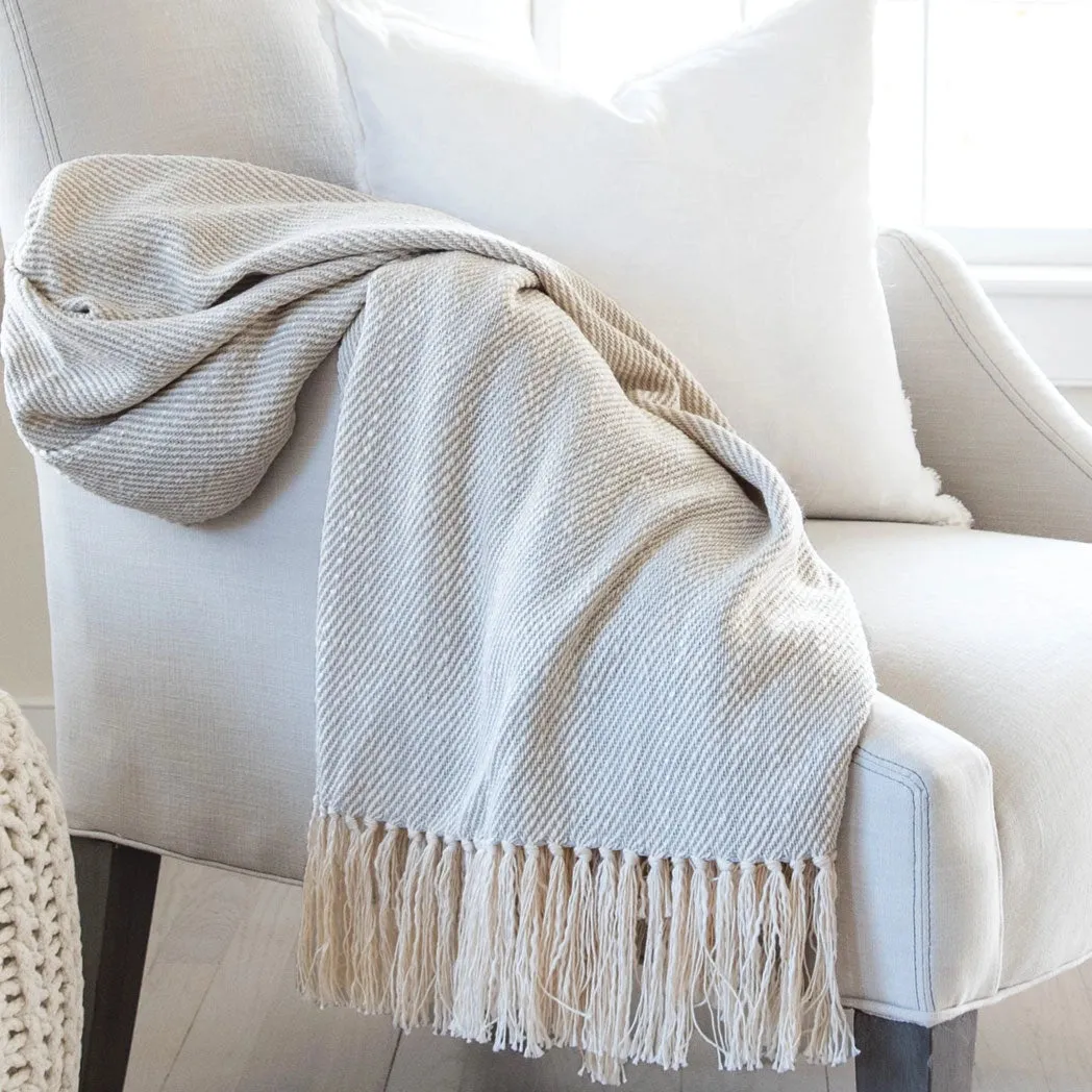 Fog Gray Handwoven Cotton Throw