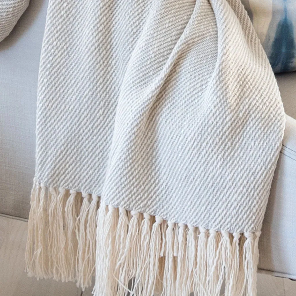 Fog Gray Handwoven Cotton Throw