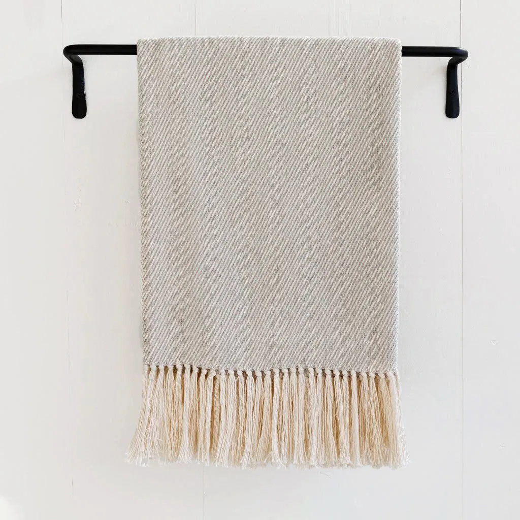 Fog Gray Handwoven Cotton Throw