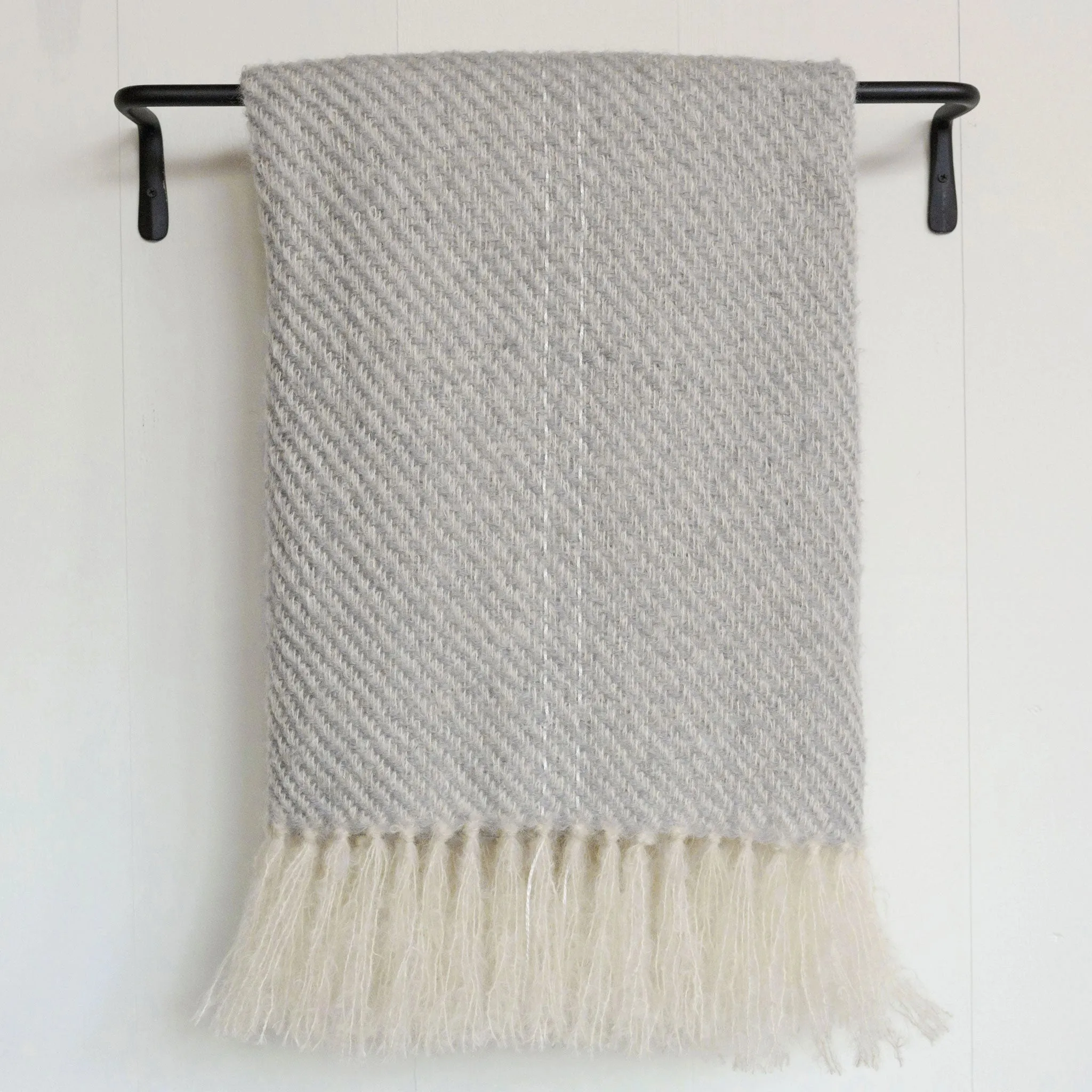 Fog Gray Handwoven Mohair Throw