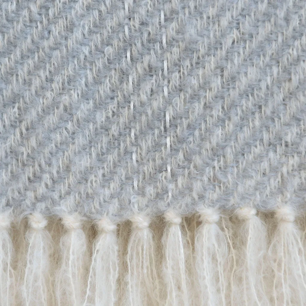 Fog Gray Handwoven Mohair Throw