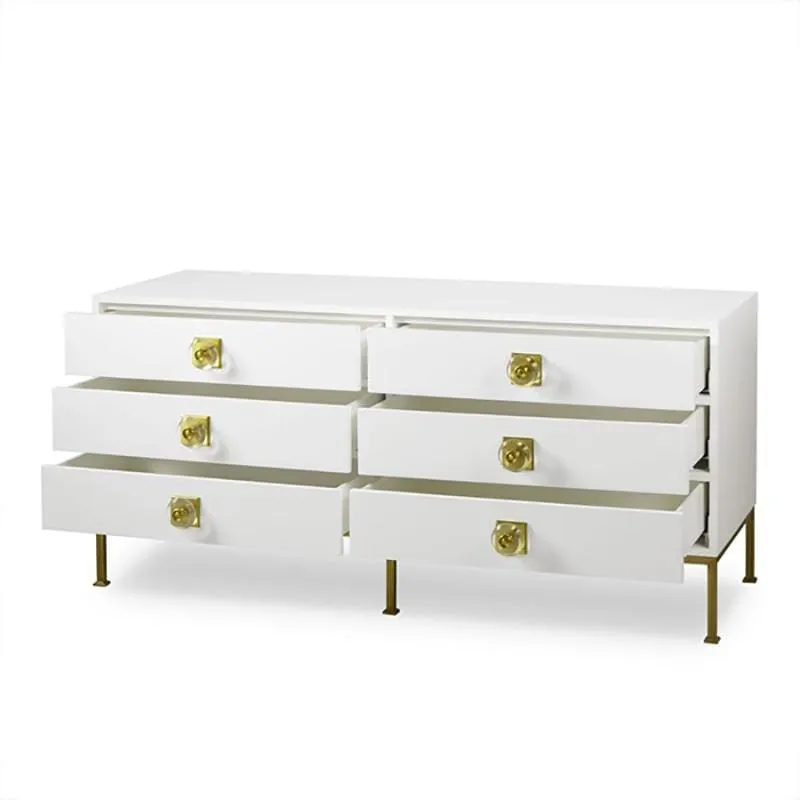 Formal 6 Drawer Dresser - Eloquent White Lacquer