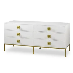 Formal 6 Drawer Dresser - Eloquent White Lacquer