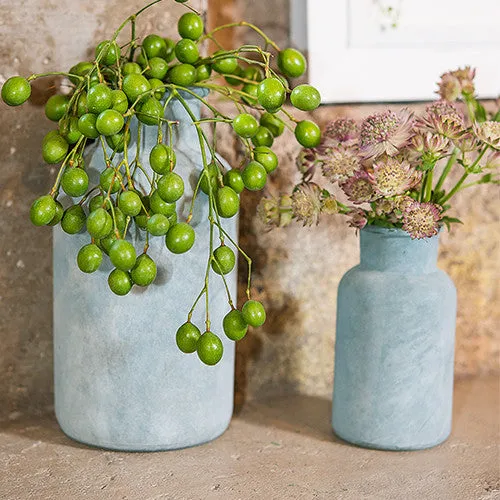 Frosted Sea Blue Bottle with Cork Stopper Large Sea Blue