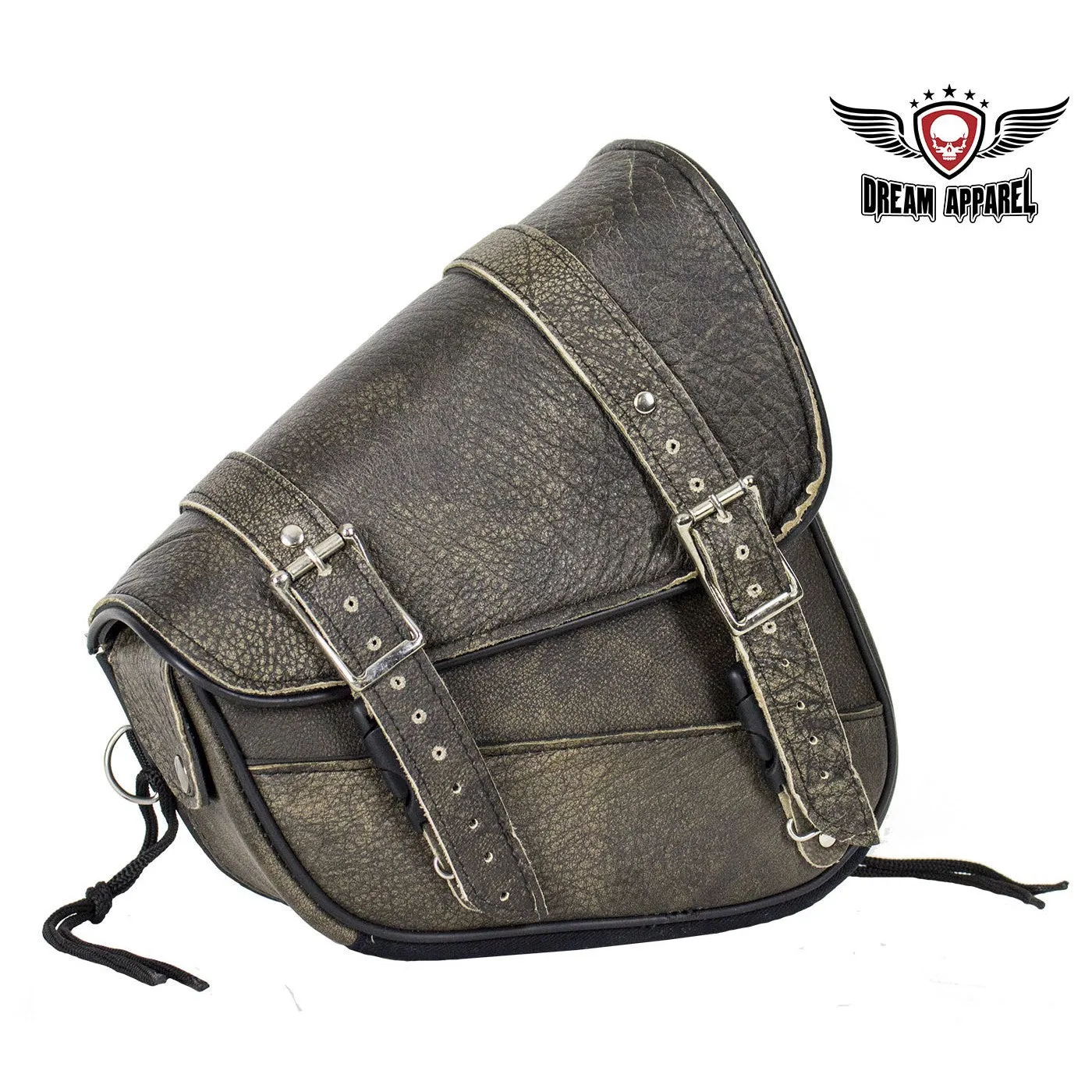 Genuine Distressed Brown Leather Right Side Swing Arm Bag