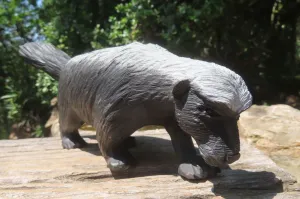 Hand Made Soapstone Honey Badger Carving x 1 From Zimbabwe