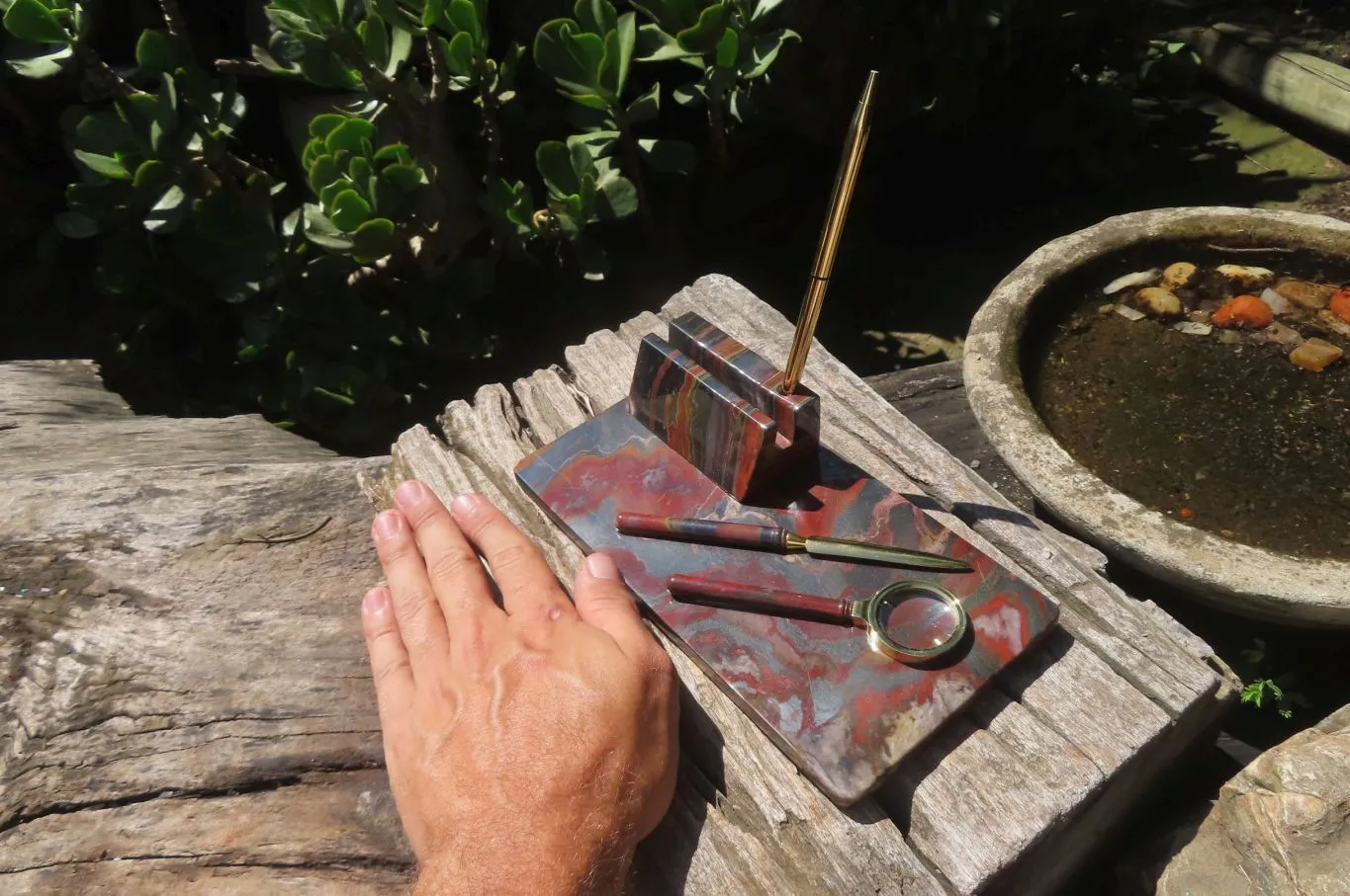 Hand Made Tiger Iron Jasper Desk Set - sold per item - From Australia