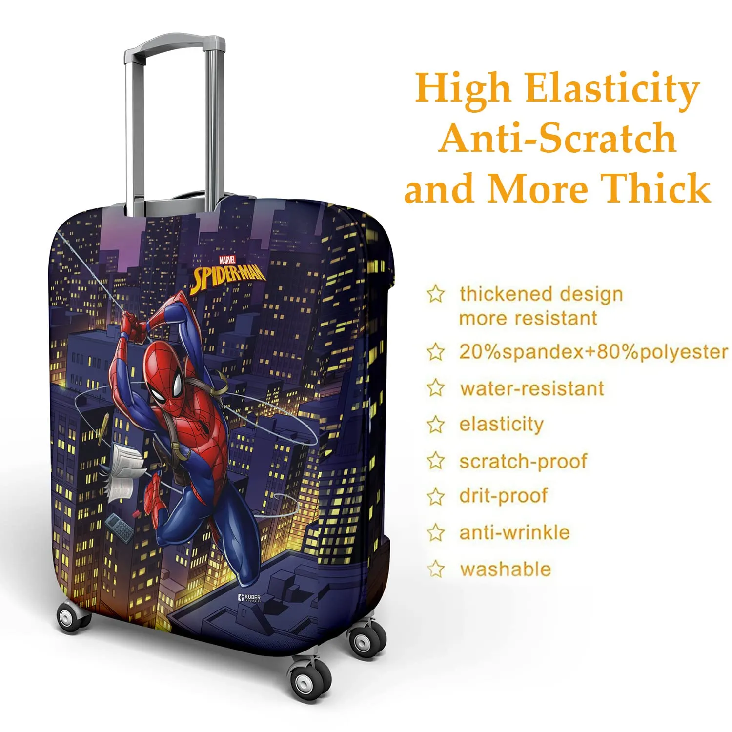 Heart Home Marvel Spiderman Luggage Cover | Polyester Travel Suitcase Cover | Washable | Stretchable Suitcase Cover | 18-22 Inch-Small | 26-30 Inch-Large | Pack of 2 | Multicolor