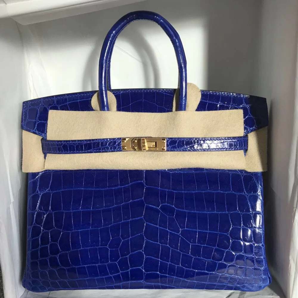 Hermès Birkin 25 Bleu Electrique Crocodile Niloticus Lisse Gold Hardware GHW