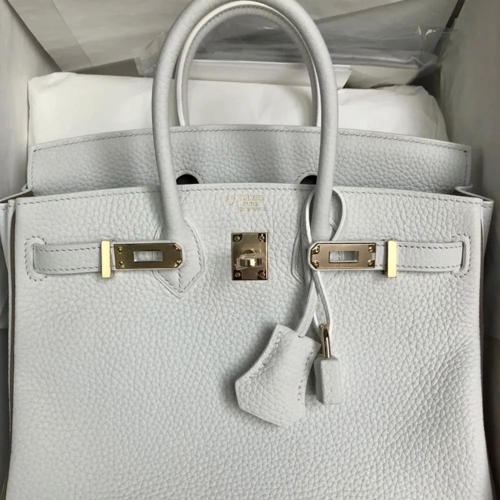 Hermès Birkin HSS 25 Blanc (White)/Gris Tourterelle Taurillon Clemence Permabrass Hardware PER