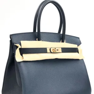 Hermès Birkin HSS 30 Bleu Indigo/Noir (Black) Epsom Gold Hardware GHW