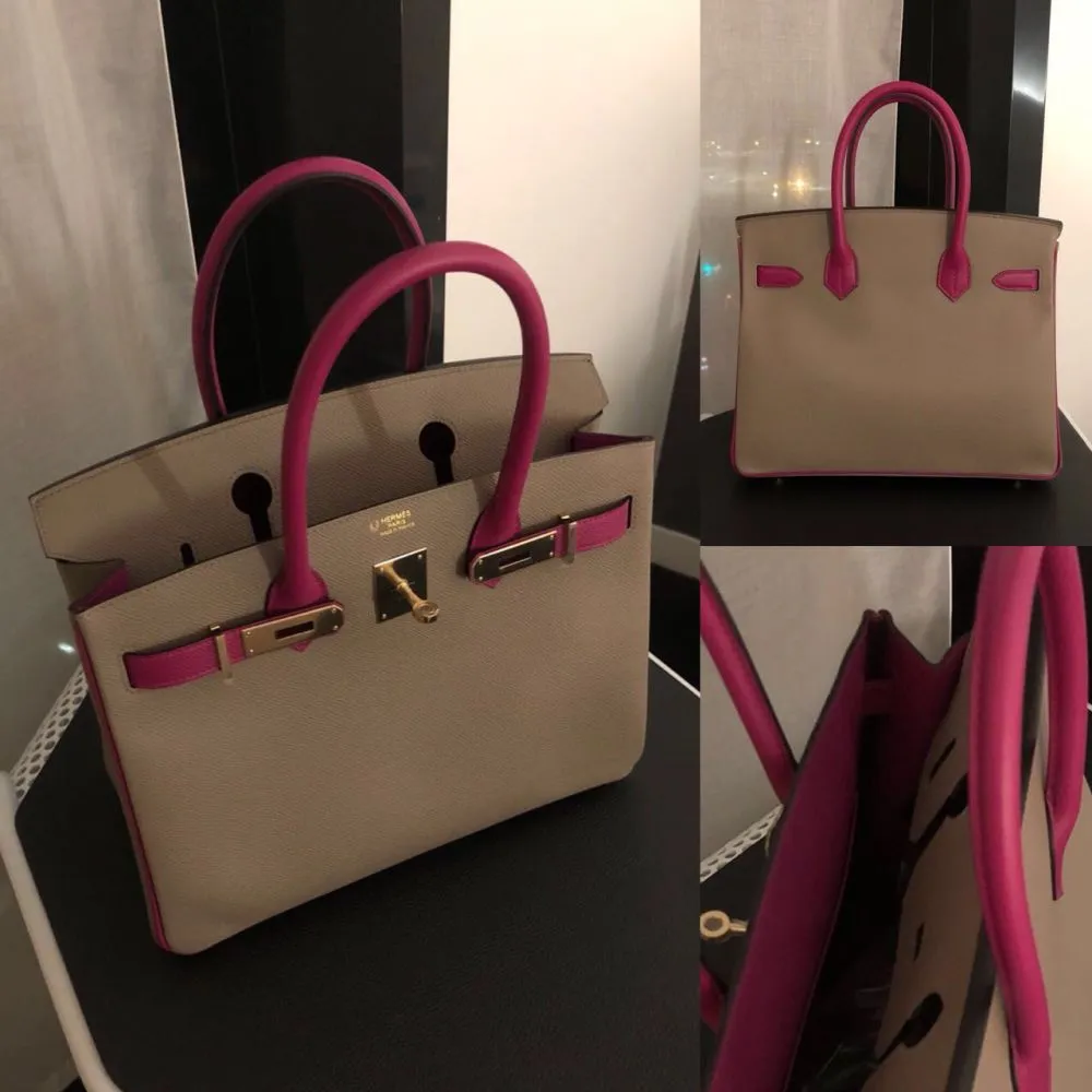 Hermès Birkin HSS 30 Gris Asphalte/Rose Pourpre Epsom Permabrass Hardware PER