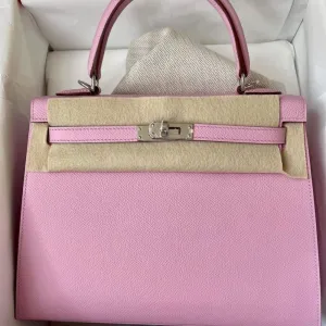 Hermès Kelly 25 Mauve Sylvestre Sellier Epsom Palladium Hardware PHW