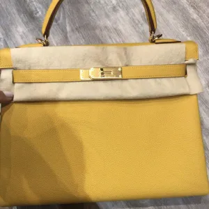 Hermès Kelly 32 Jaune Ambre Togo Gold Hardware GHW