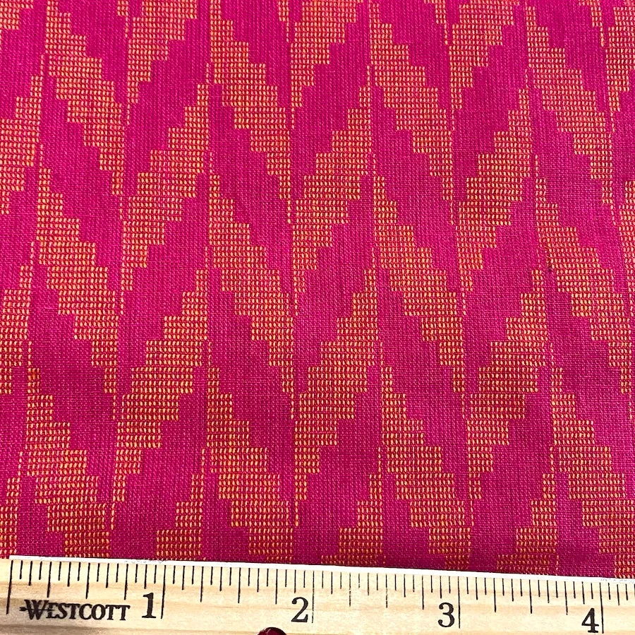 Hot Pink Magenta / Orange Chevrons Jacquard Cotton From India, By the Yard  #TK-36