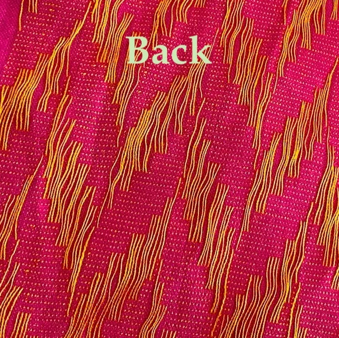 Hot Pink Magenta / Orange Chevrons Jacquard Cotton From India, By the Yard  #TK-36