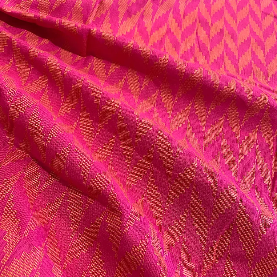 Hot Pink Magenta / Orange Chevrons Jacquard Cotton From India, By the Yard  #TK-36