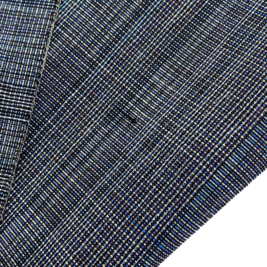 Indigos/Blacks Grid-Weave Melange, Kimono Wool from Japan By the Yard #240