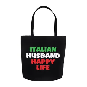 Italian Husband Happy Life Tote Bag - Black