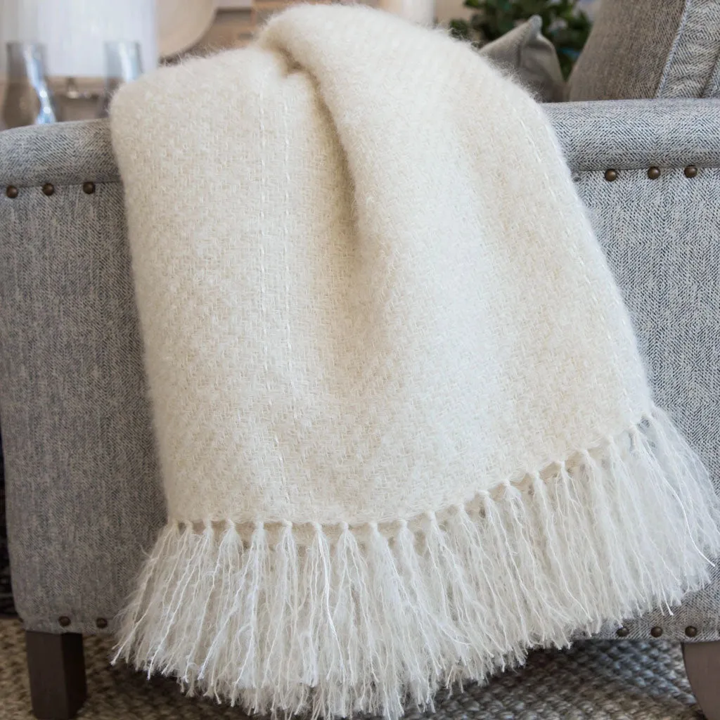 Ivory Handwoven Mohair Throw