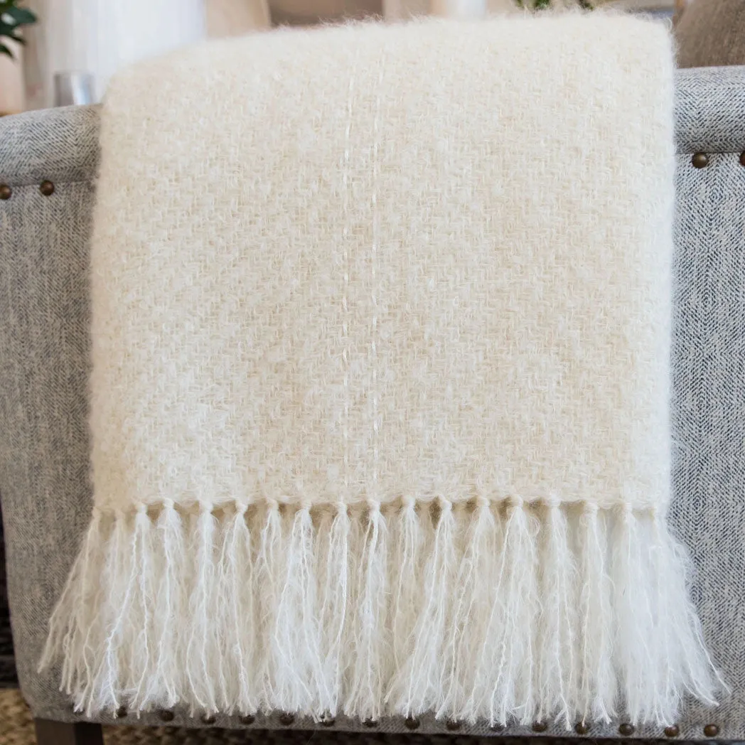 Ivory Handwoven Mohair Throw