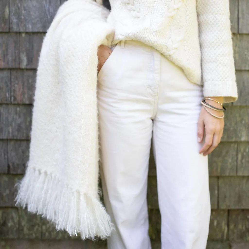 Ivory Handwoven Mohair Throw