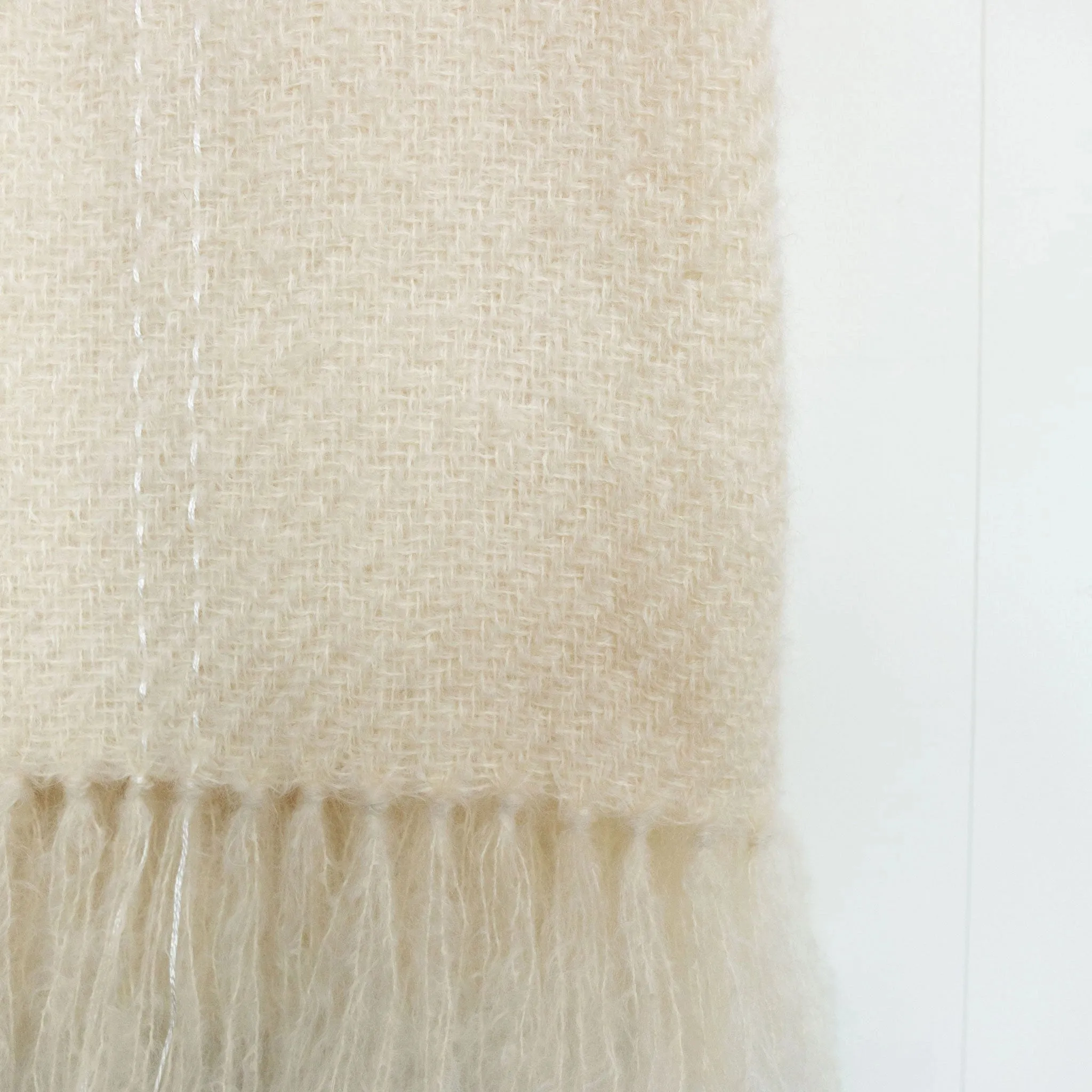 Ivory Handwoven Mohair Throw