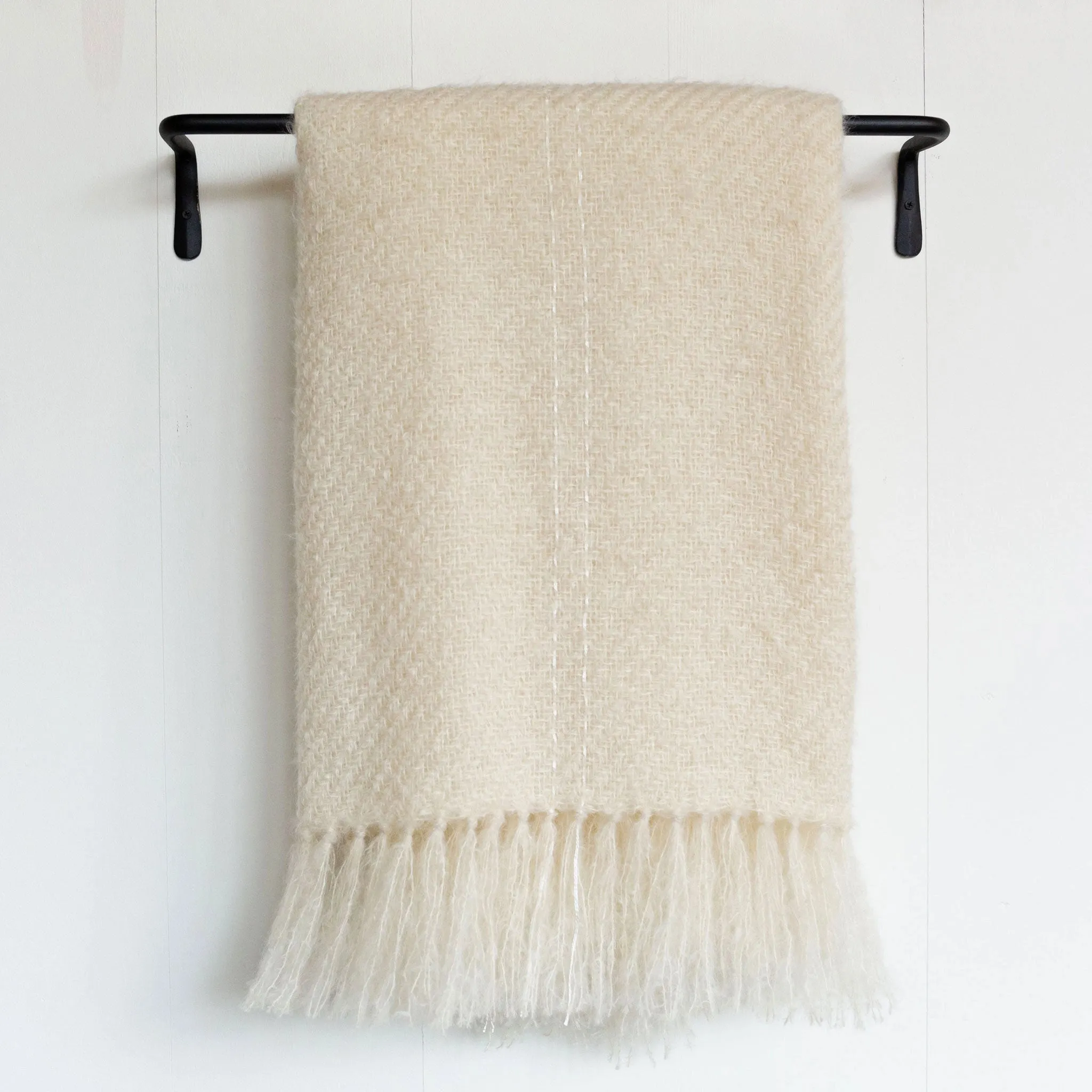 Ivory Handwoven Mohair Throw