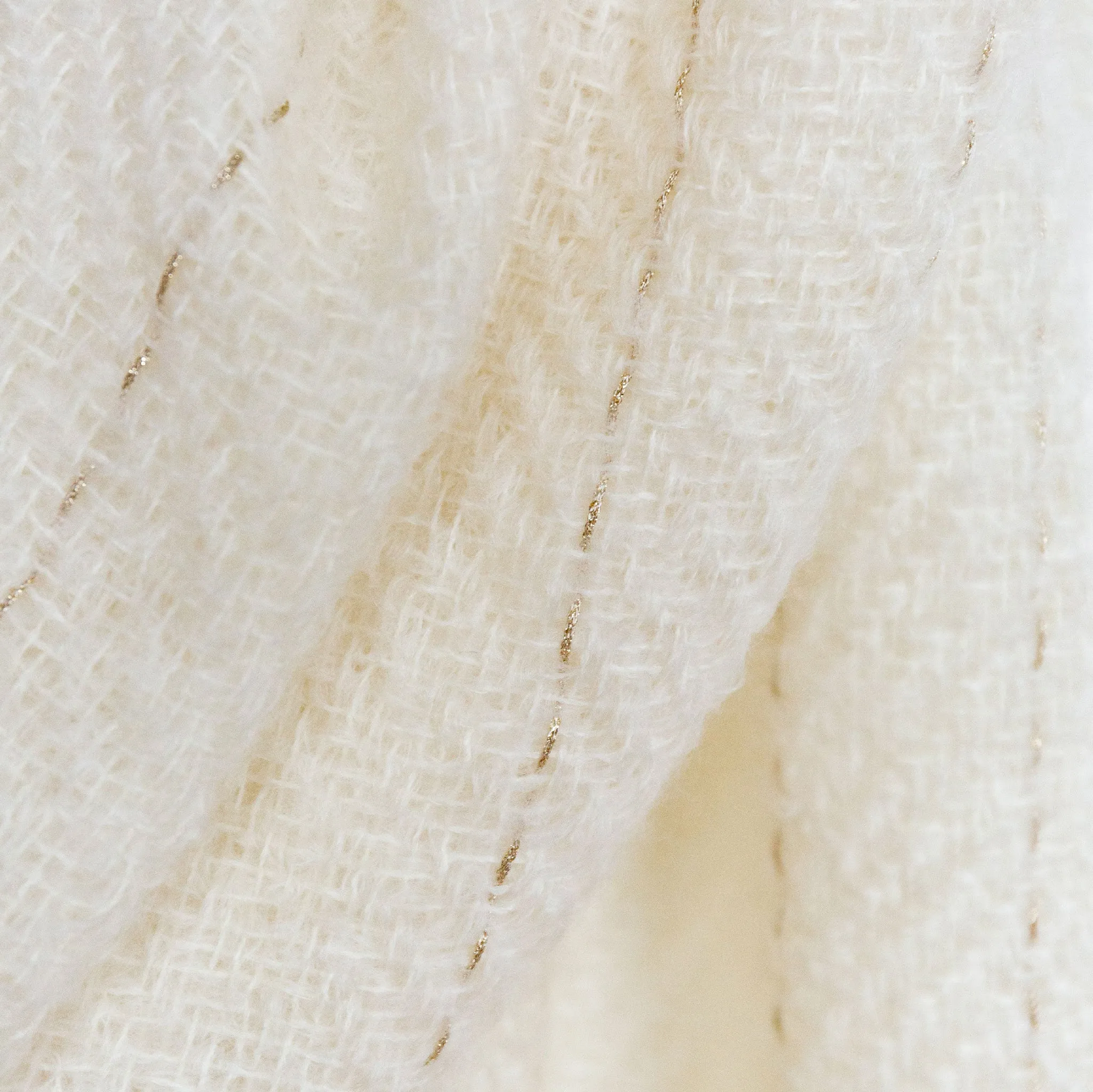 Ivory with Gold Lurex Accents Handwoven Mohair Wrap