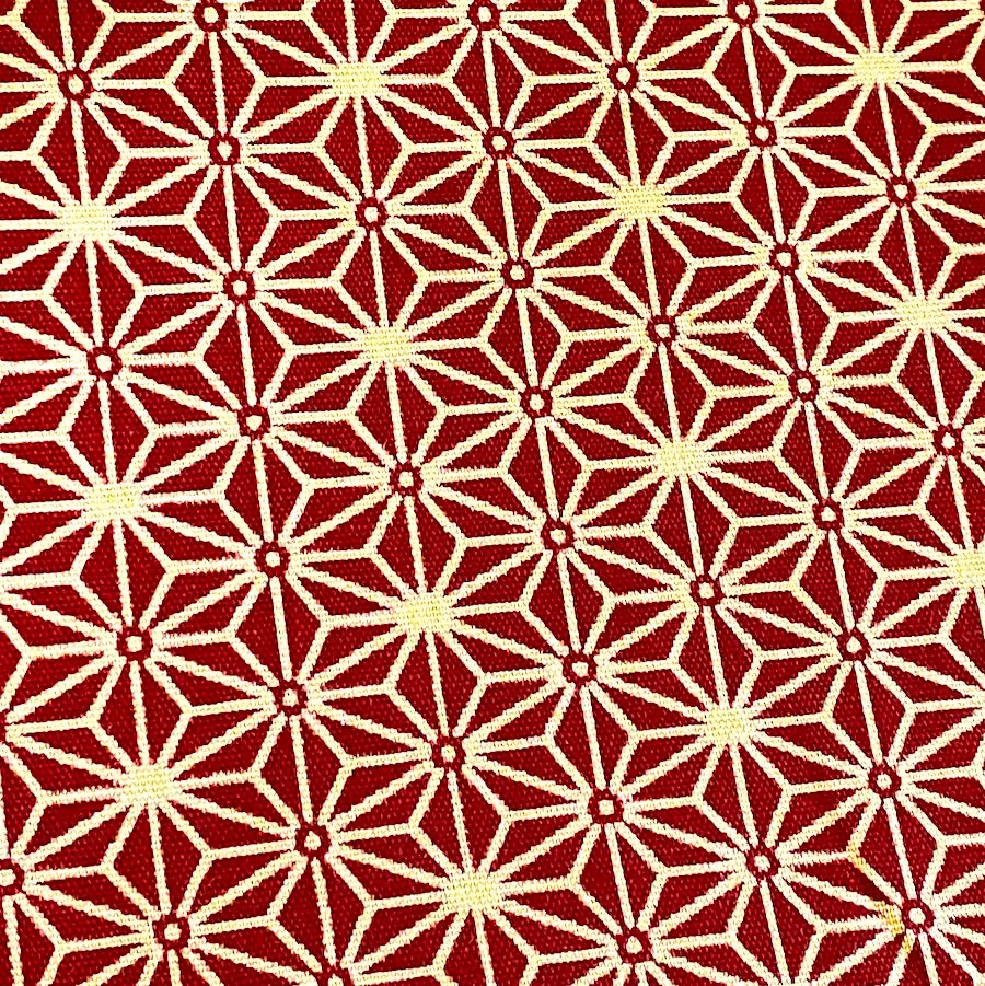 Japanese Cotton, Red Asanoha/Stars/Hemp Leaf  43" wide, By the Full Yard, New Not Vintage,  #SK100-2C