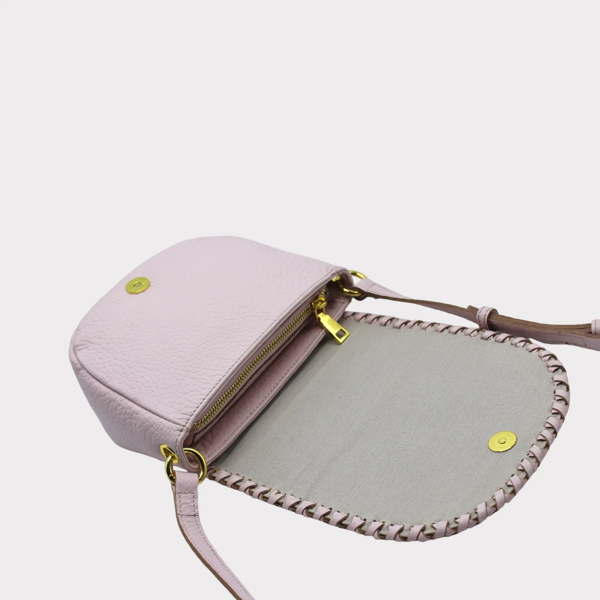 Jas - Handmade Leather Saddle Bag Pink