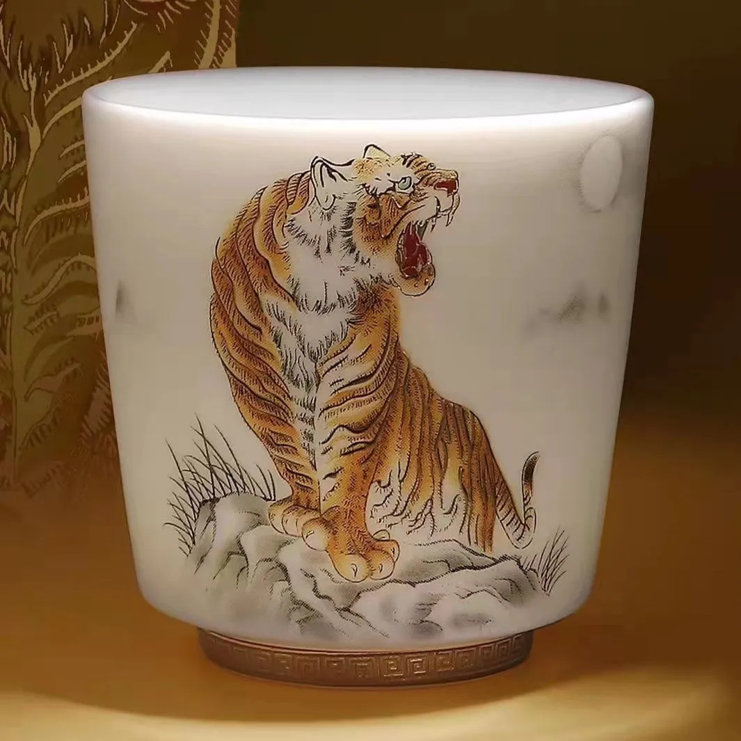 Jingdezhen "Three Tigers Pose" Tea Cup in Gift Box