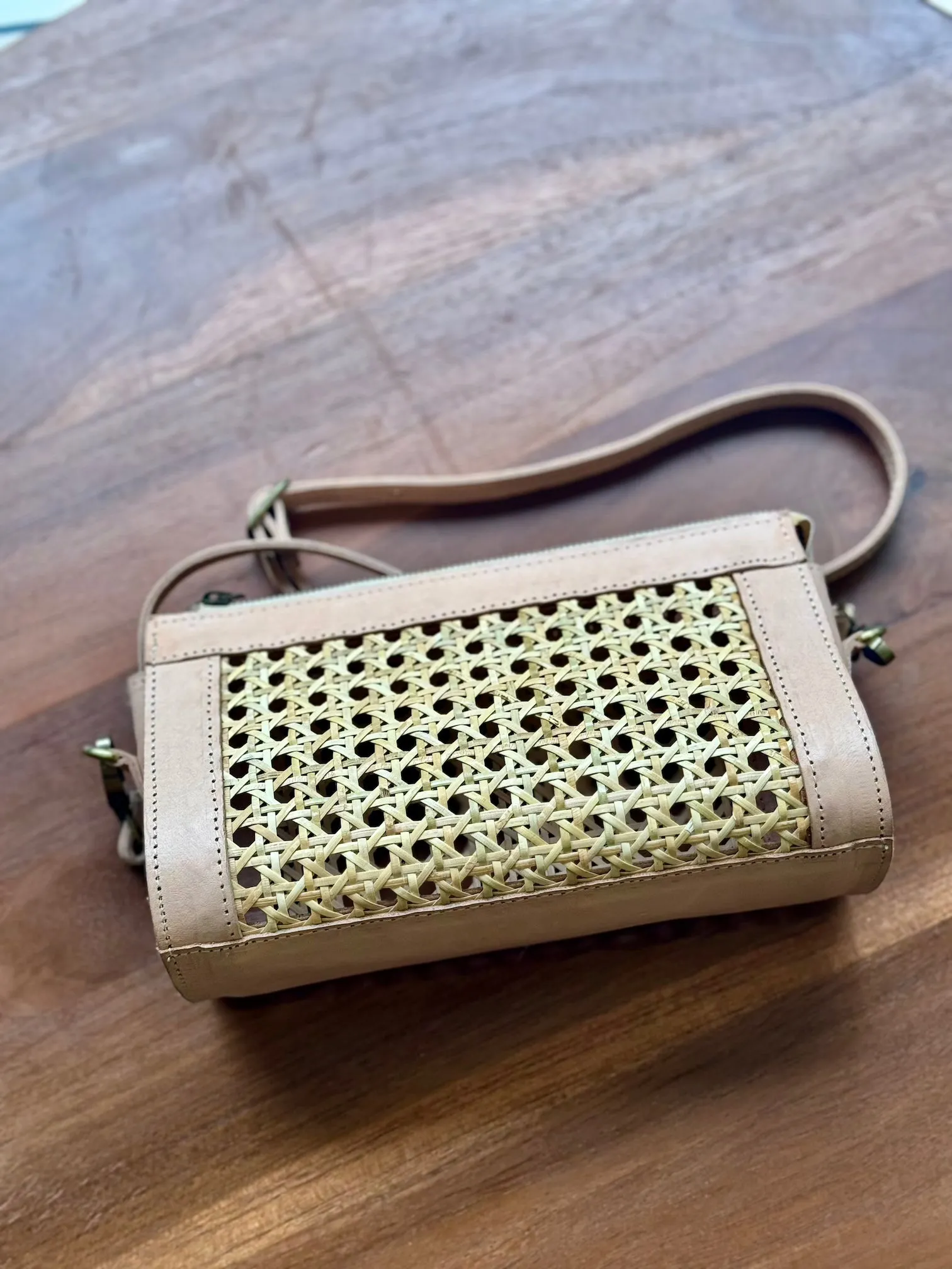 Kai Leather & Rattan Dumpling Bag (three colours)