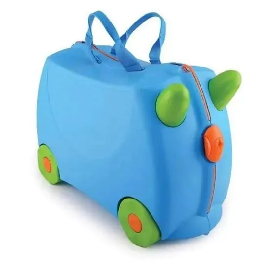 Kids Travel Trunki Suitcase Evergreen Fun Case Baby Bag School Bag Trunk Case Bag Luggage with Wheels Toy Storage All In One