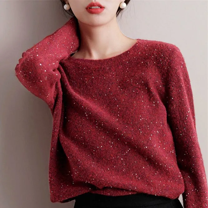 Knitted Sweater With Sequin Details