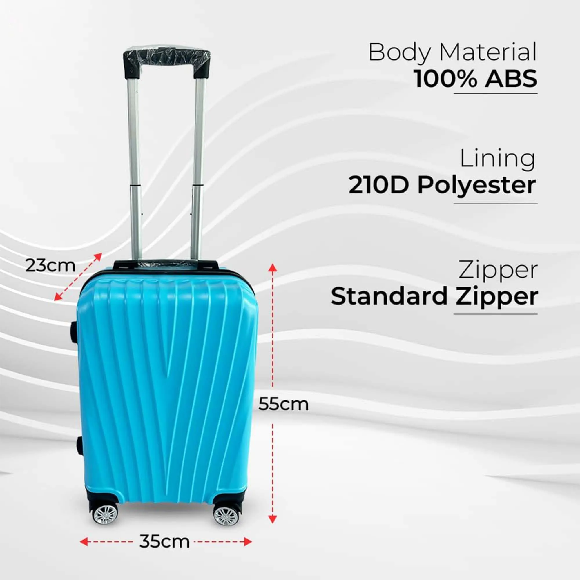 Kuber Industries 20inch Strong & Lightweight Cabin Trolley Bags with 360 Degree Rotating Wheels | Expandable Carry-On Cabin Luggage Suitcase | Bags for Travelling | 611020IBLE-Ice Blue