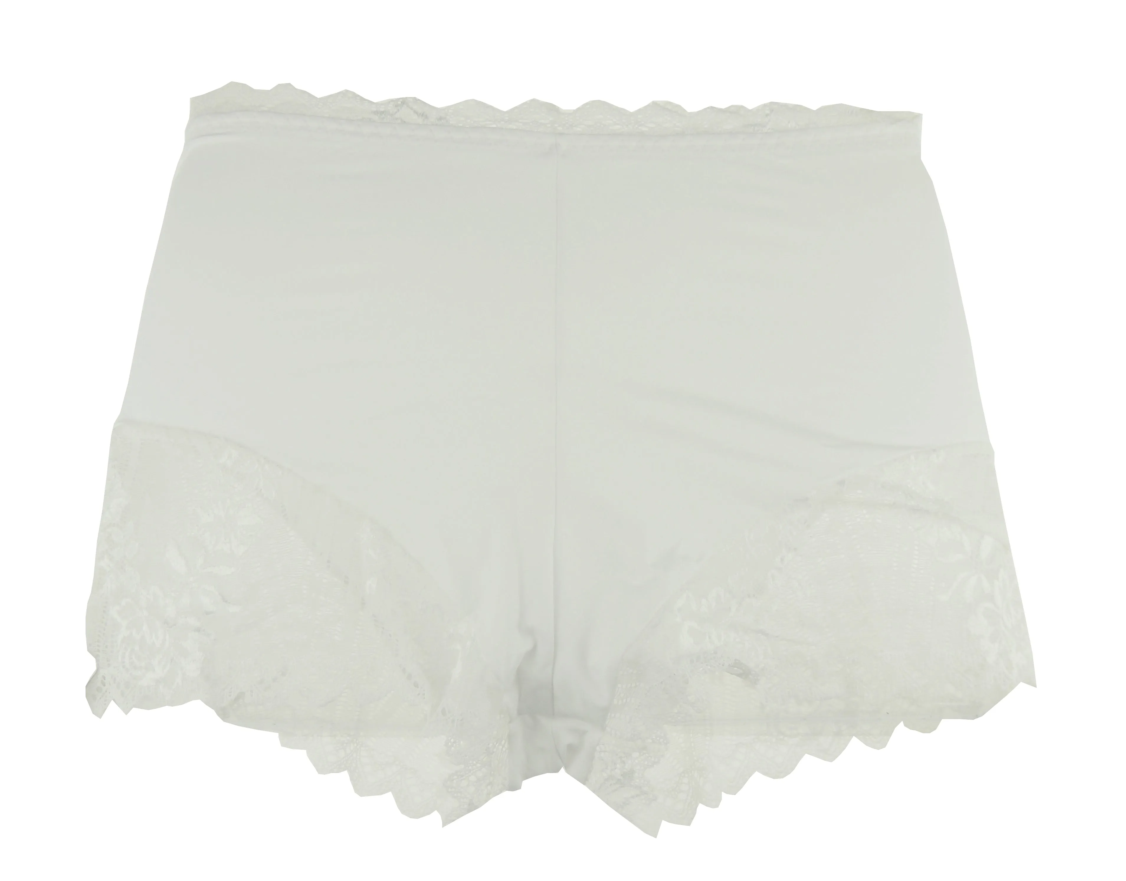 Ladies Elegant and Sexy White Deep Microfibre Shorts With Beautiful Lace Details