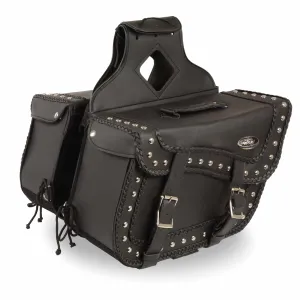 Large Braided Zip-Off PVC Throw Over Saddle Bag w/ Studs (16X10X6X22)