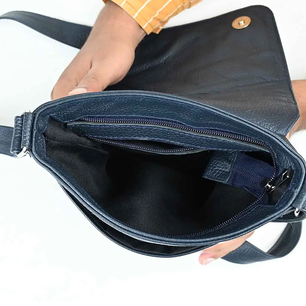 Leather Crossbody Bag Blue Rover Tablet Bag