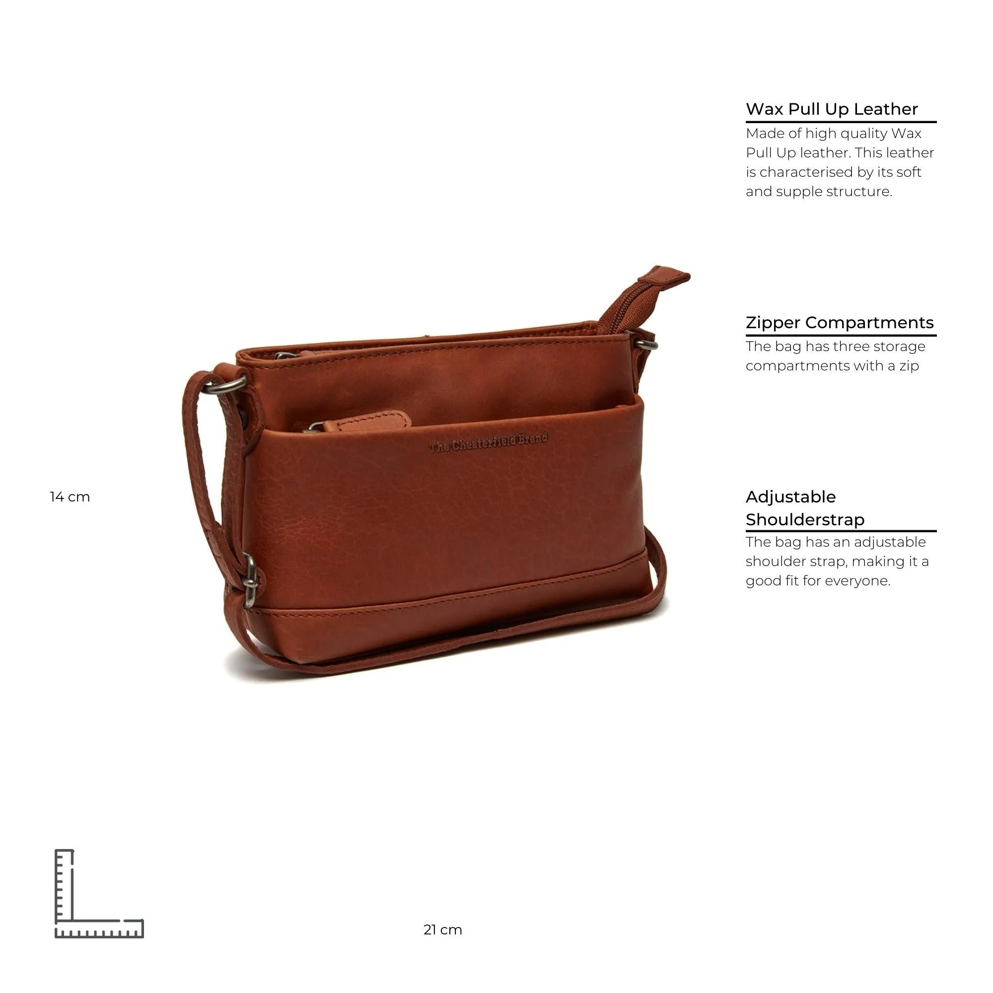 Leather Shoulder Bag Cognac Salerno