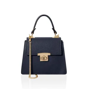 Leather Top Handle Mini Bag Navy