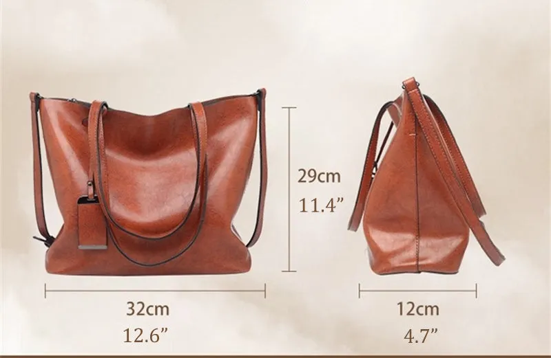 Leather Tote Bag, Leather Purse with Zipper, Crossbody Bag