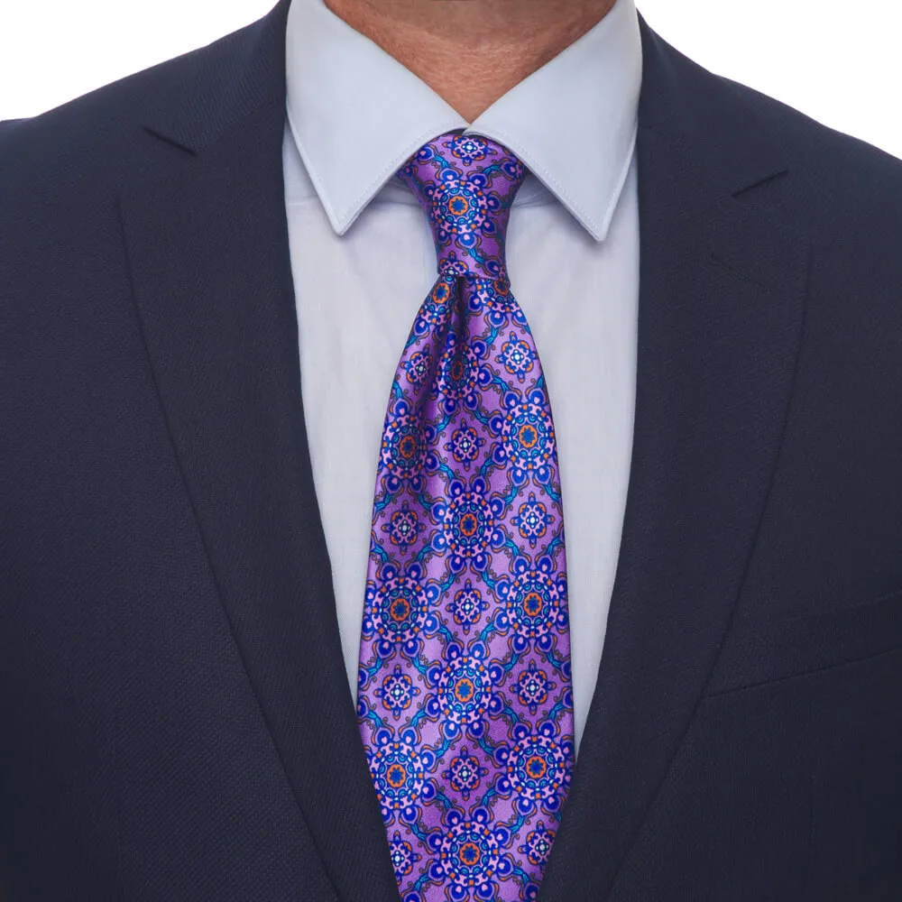 Leonardo Art Purple Duchesse Silk Tie