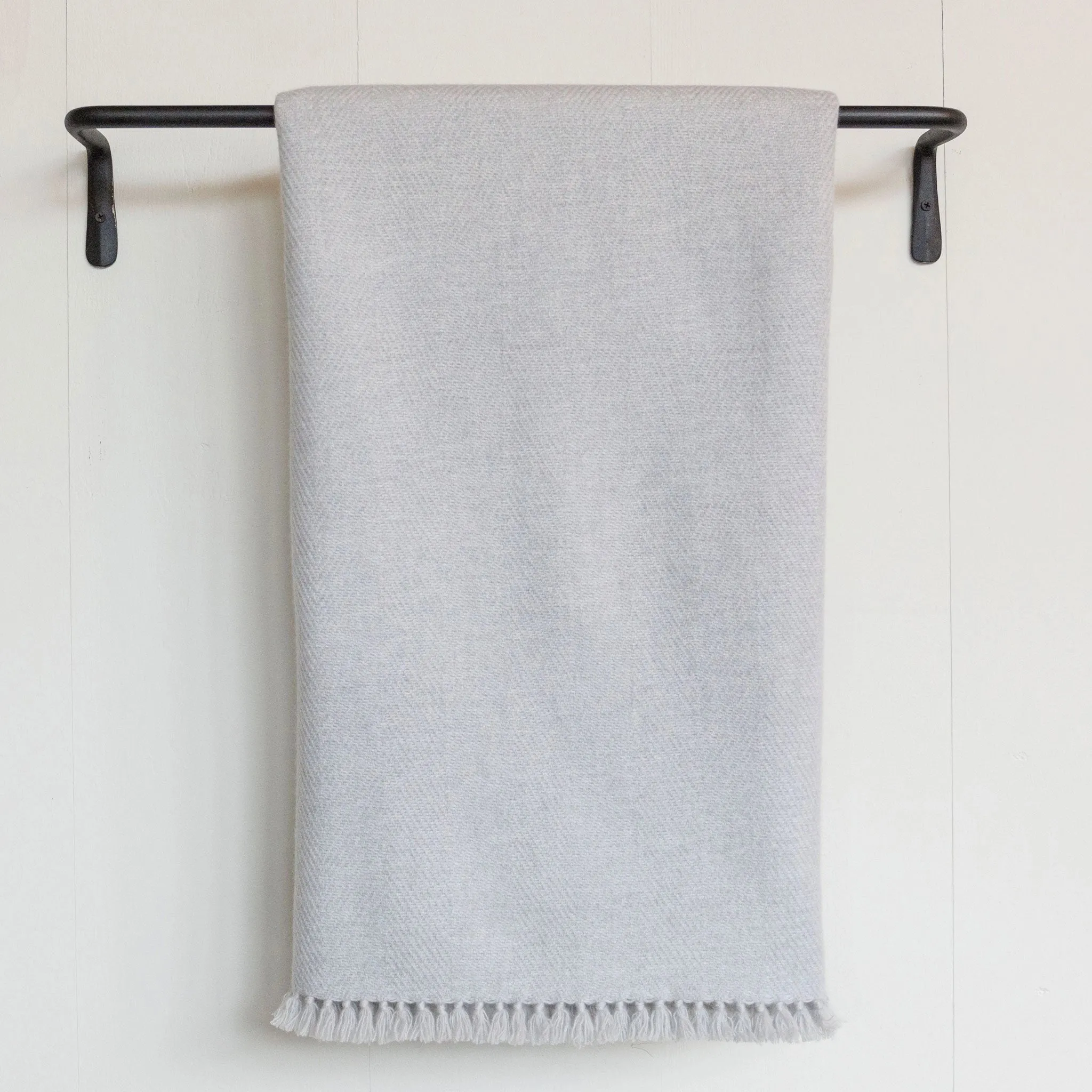 Light Gray Handwoven Cashmere Throw